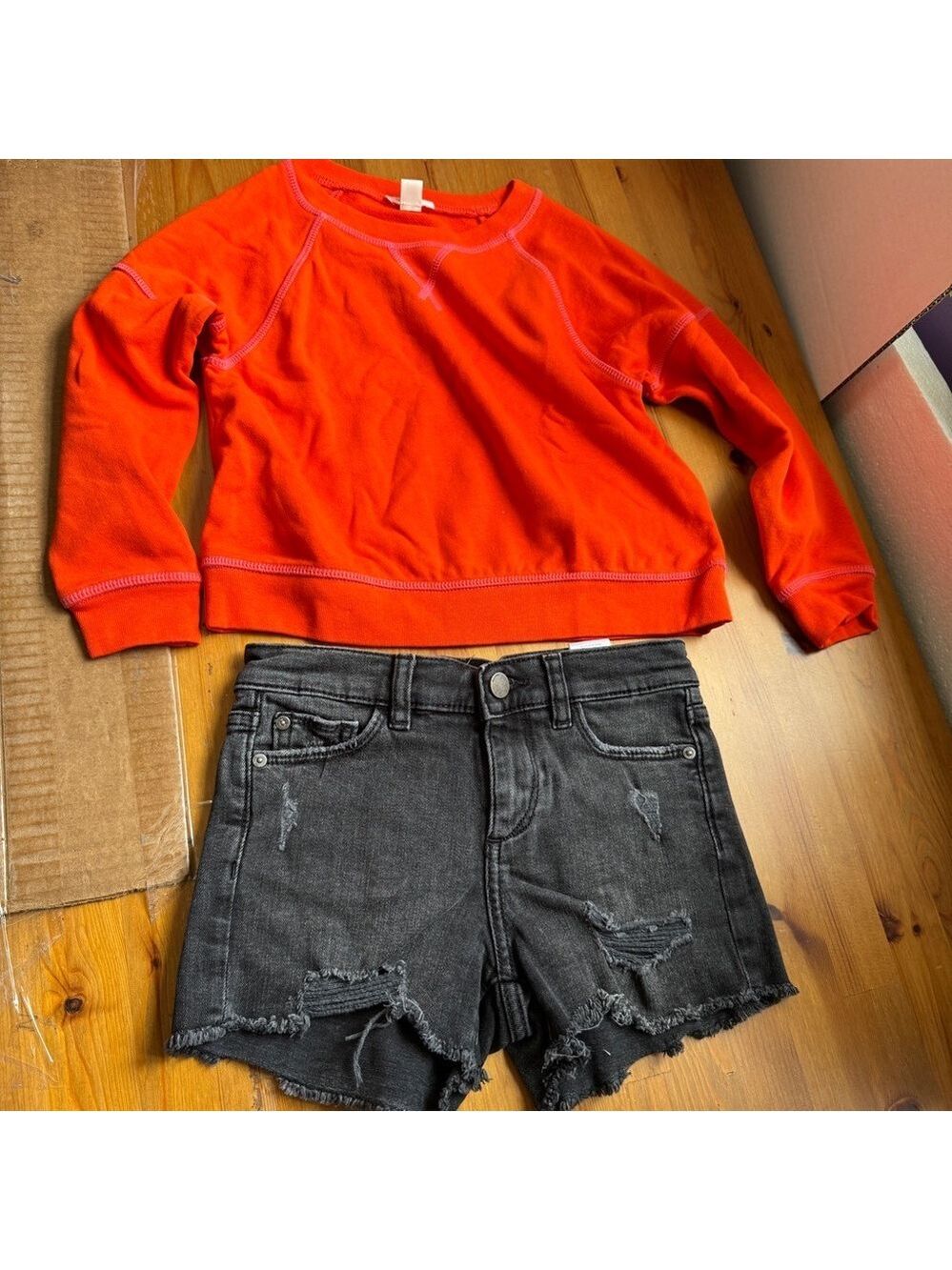 DL1961 and Crewcuts  Lucy shorts distressed denim orange top size 8